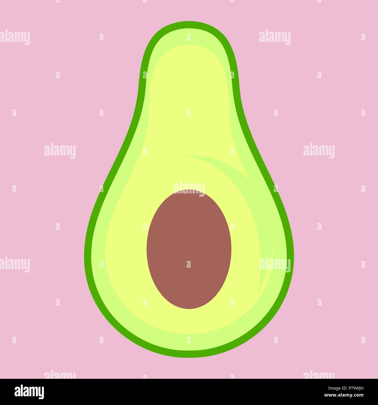 Avocado fruit cut in half in a simple minimalism vector style Stock Vector