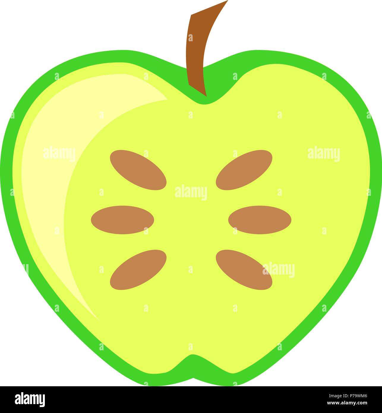 Green apple fruit cut in half vector in flat design style isolated Stock Vector Image & Art Alamy