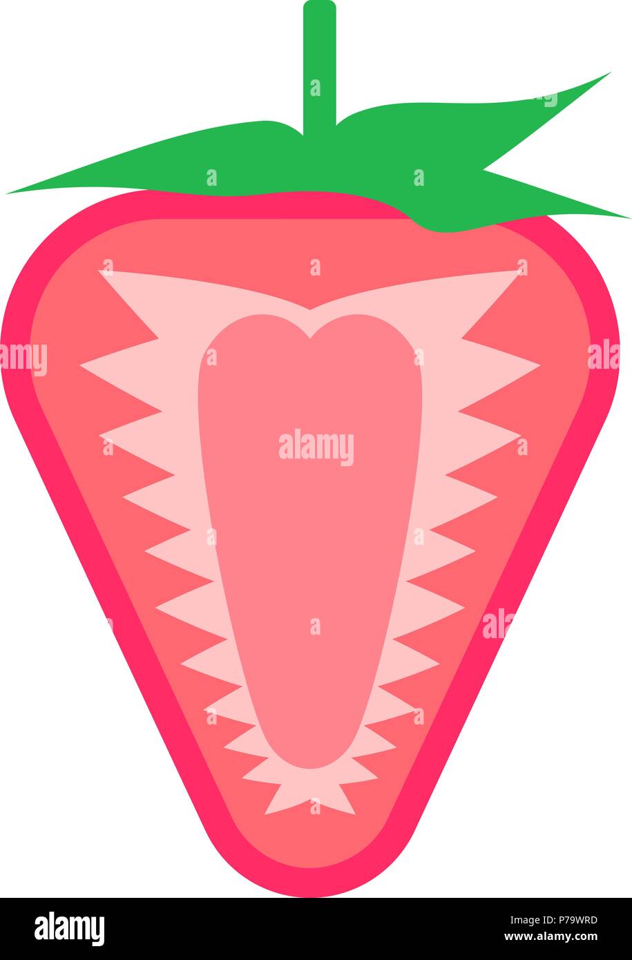 Strawberry fruit cut in half vector in flat design style isolated Stock