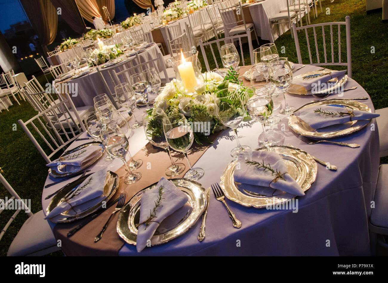 Table For A Party Or A Wedding Reception A Decoration Concept For