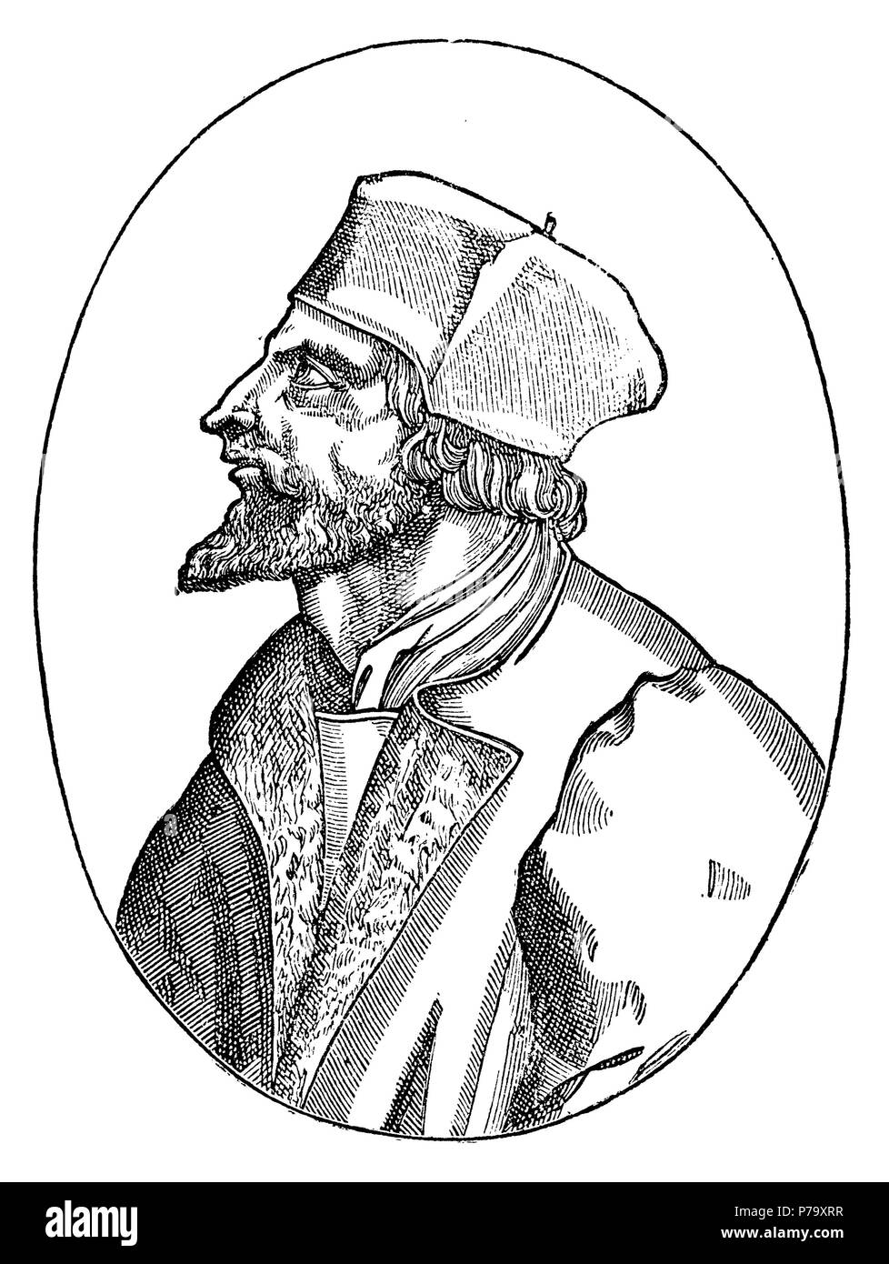 Hus, Jan, also called John Huss, (around 1369-1415), Christian theologian, preacher and reformer,   1881 Stock Photo