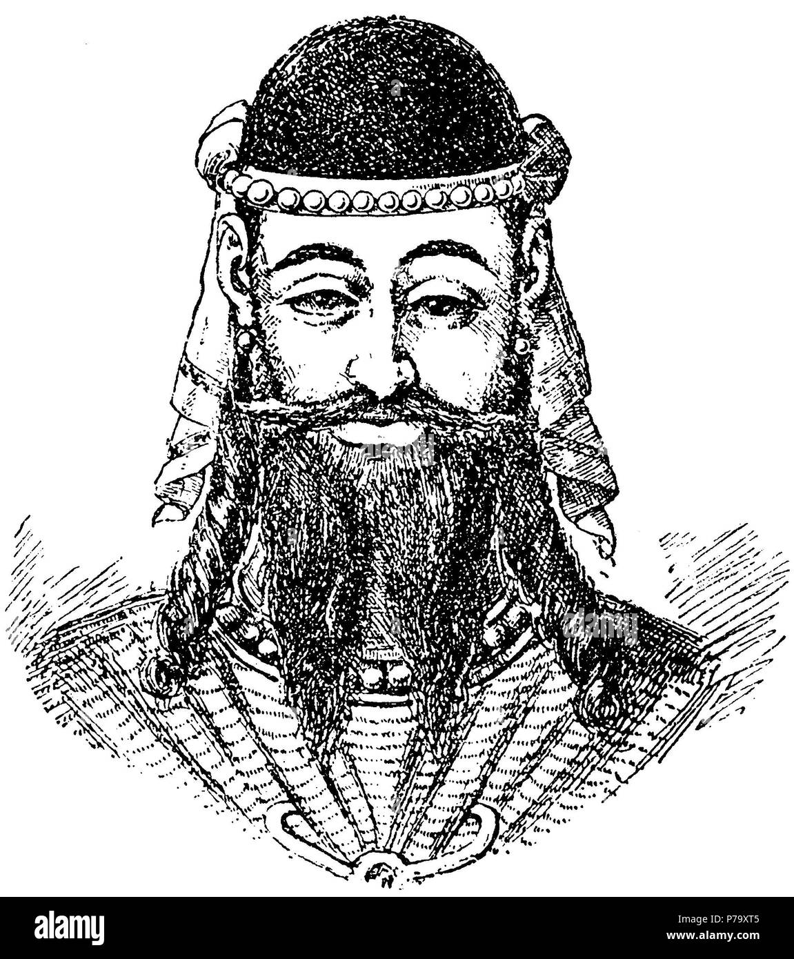 Portrait of Caliph Al Mutawakkil in his 36th year (855 AD Stock Photo