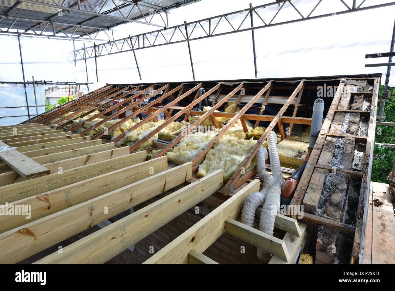 Roof construction in the uk Stock Photo Alamy