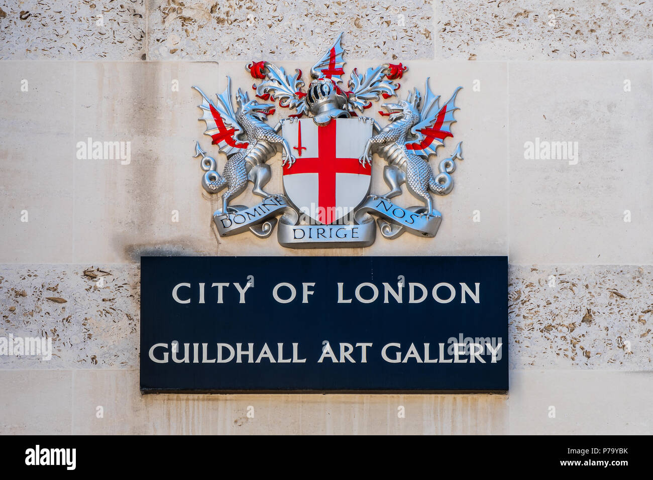LONDON, UNITED KINGDOM - MAY 15 2018: Guildhall Art Gallery built in 1885 on the site of London's Roman amphitheatre (discovered in 1985), houses the  Stock Photo