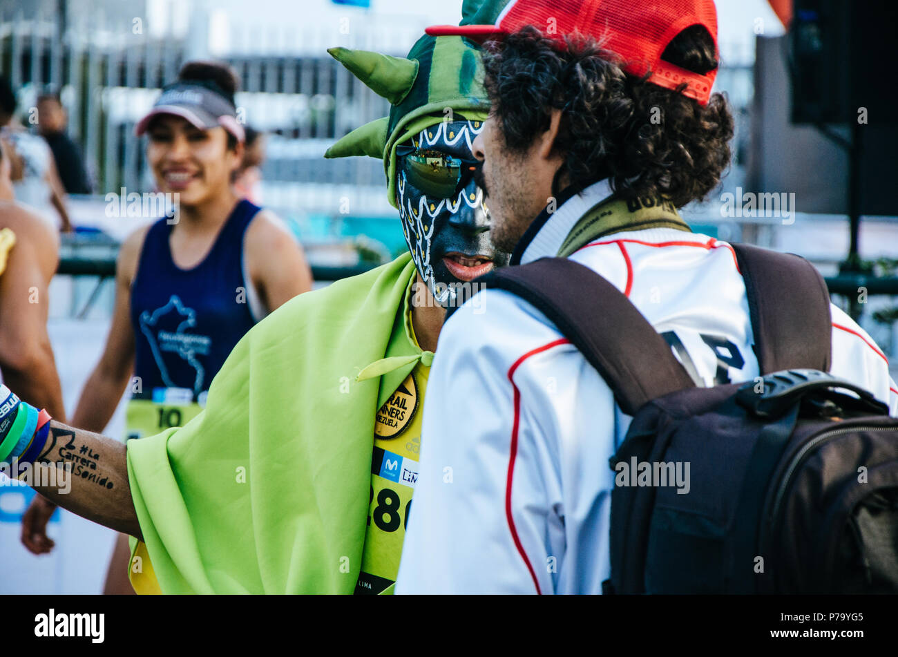 Lima, Peru - May 20th 2018: Marathon Lima 42k, sporting event that gathers athletes from all over the world. The eccentric athletes Stock Photo