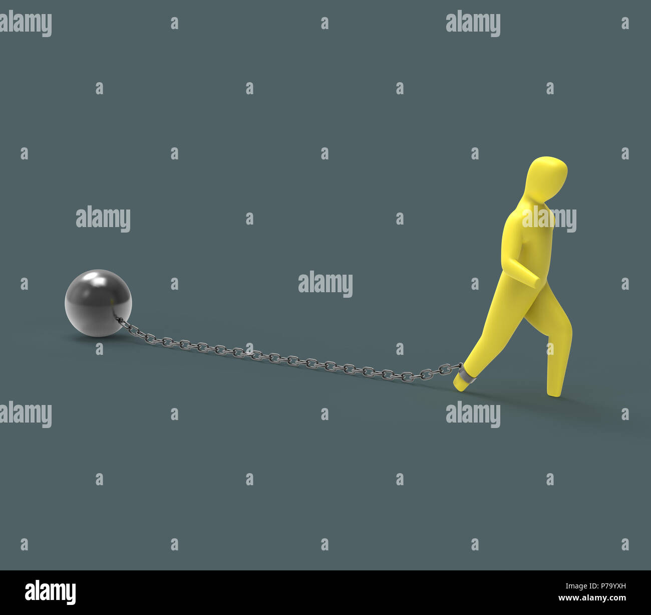 Chain and ball 3D Illustration Stock Photo Alamy