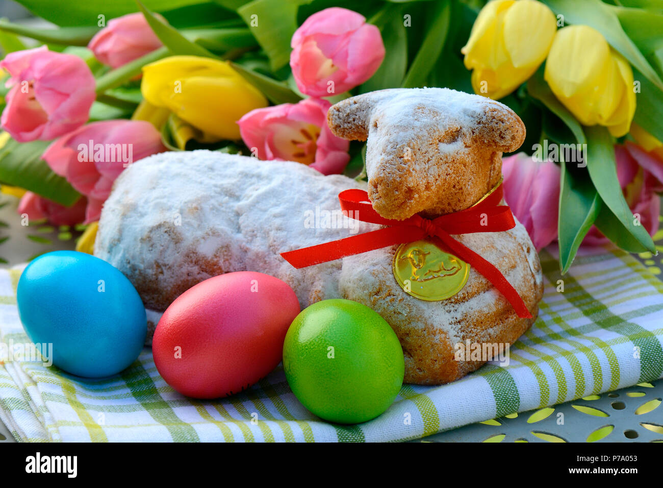 Easter lamb and Easter Eggs Stock Photo Alamy