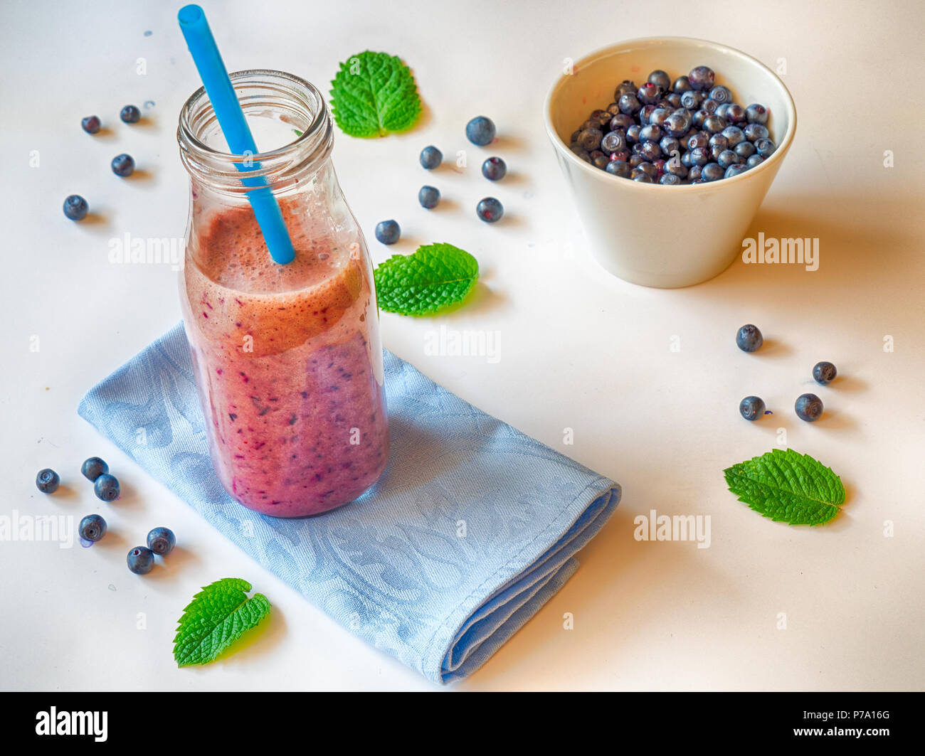 Download Blueberry Smoothie In A Glass Bottle Stock Photo Alamy PSD Mockup Templates