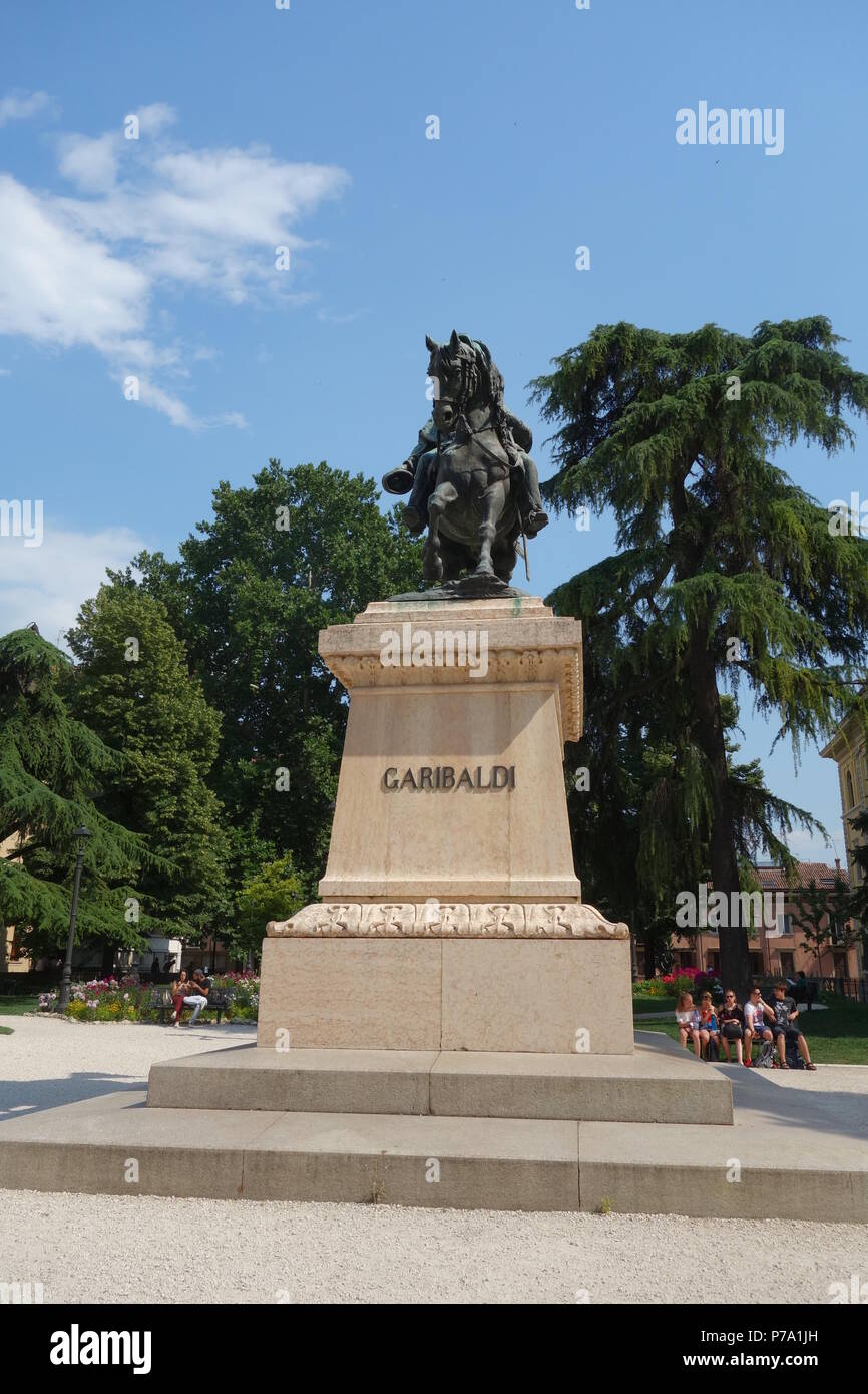 Statue of Giuseppe Garibaldi in Verona town Stock Photo