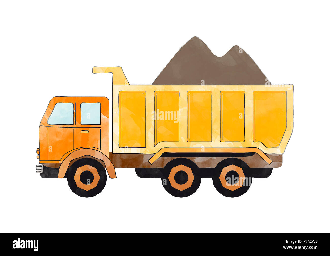 illustration-of-a-orange-dump-truck-stock-photo-alamy