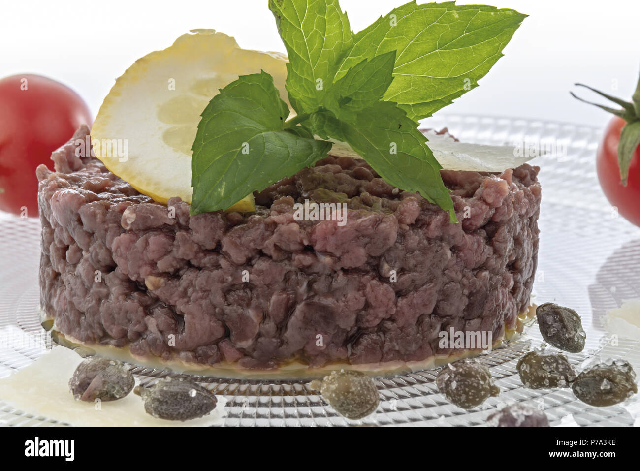 Simple seasoned meat tartare 2 Stock Photo