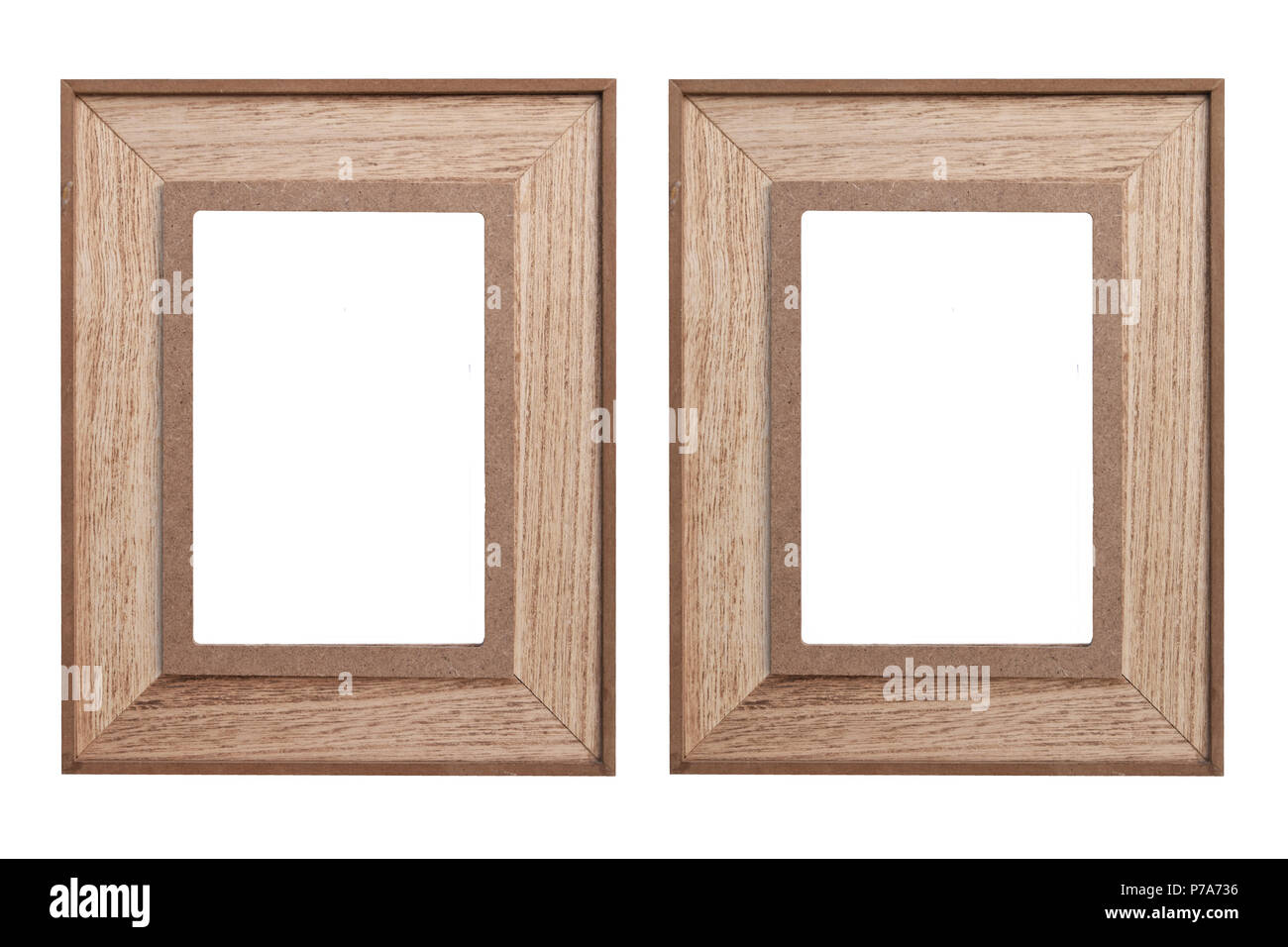 Set of wooden photo frames isolated on white background vintage photo frame wood Stock Photo