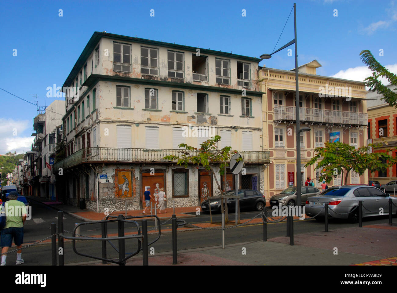 Various buildings, Rue de la Liberte, Fort de France, Martinique, Caribbean Stock Photo