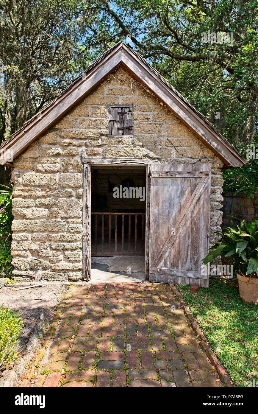 An outbuilding located on the grounds of the Alvarez Gonzales house in historic St. Augustine, FL IUSA Stock Photo