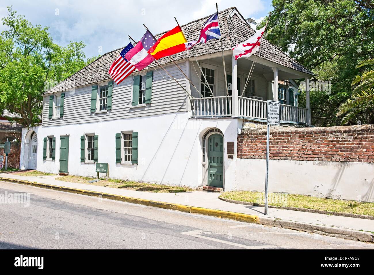 An Exterior view of the Gonzalez Alvarez House in Historic St. Augustine, Florida Stock Photo