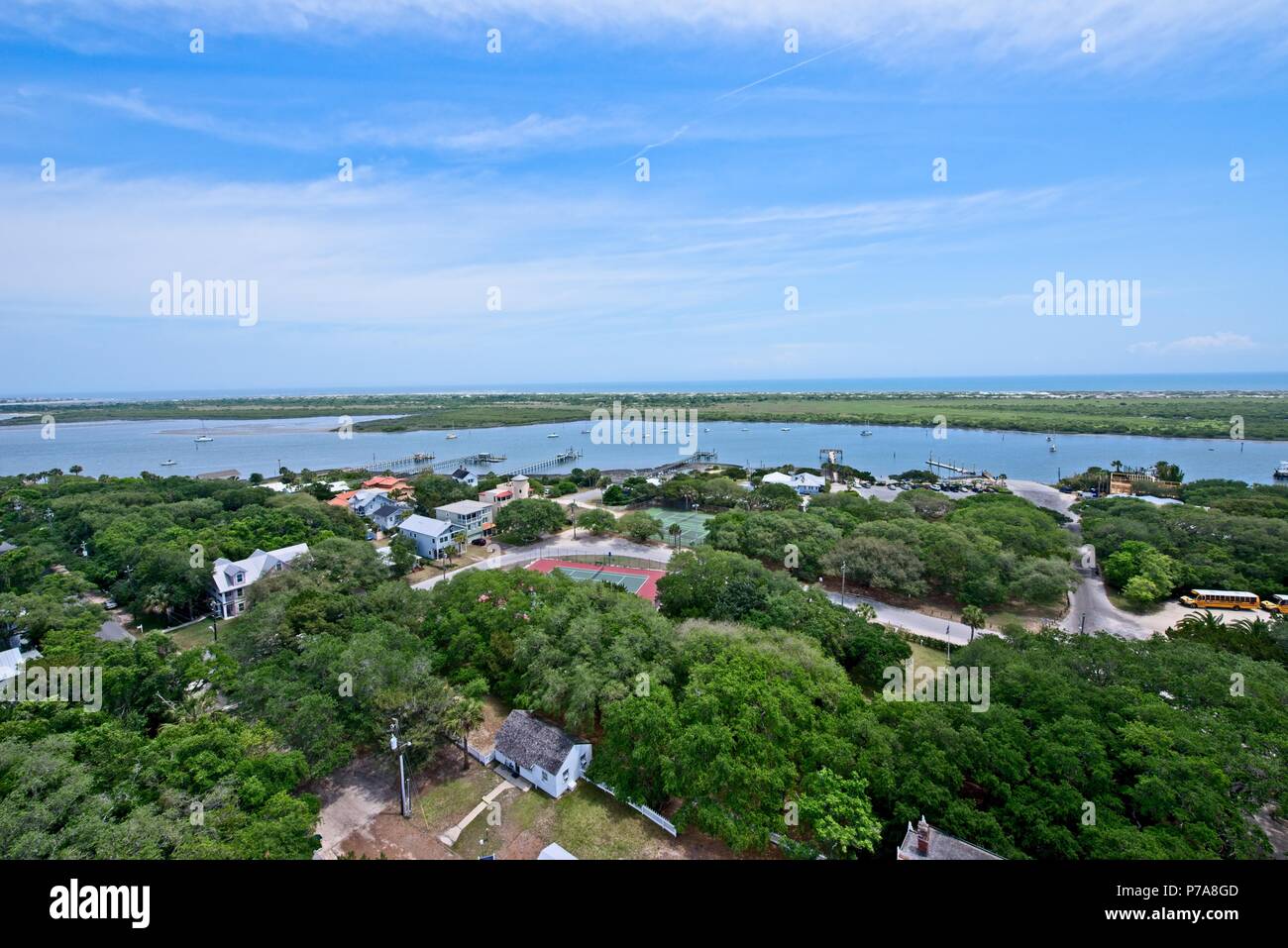 An Aerial view of the Matanzas River in St. Augustine, Florida, USA Stock Photo