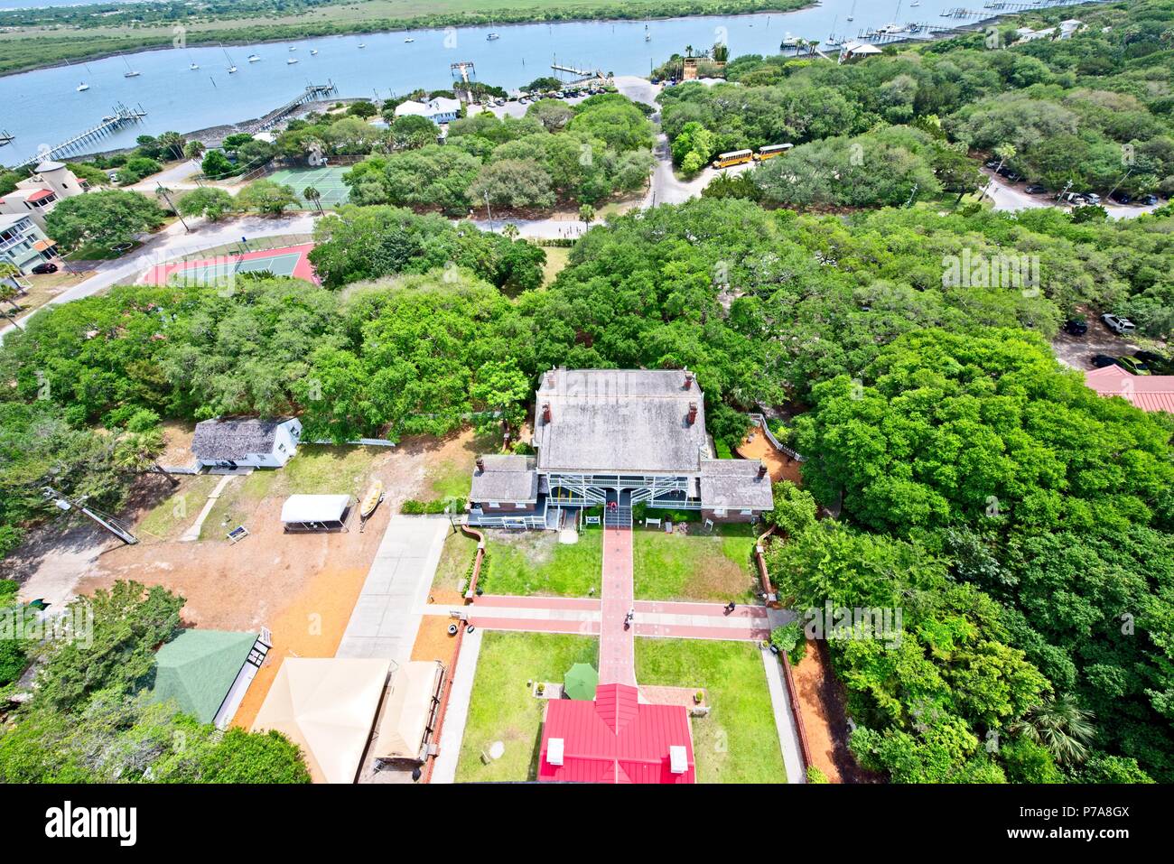 An Aerial view of the Matanzas River in St. Augustine, Florida, USA Stock Photo