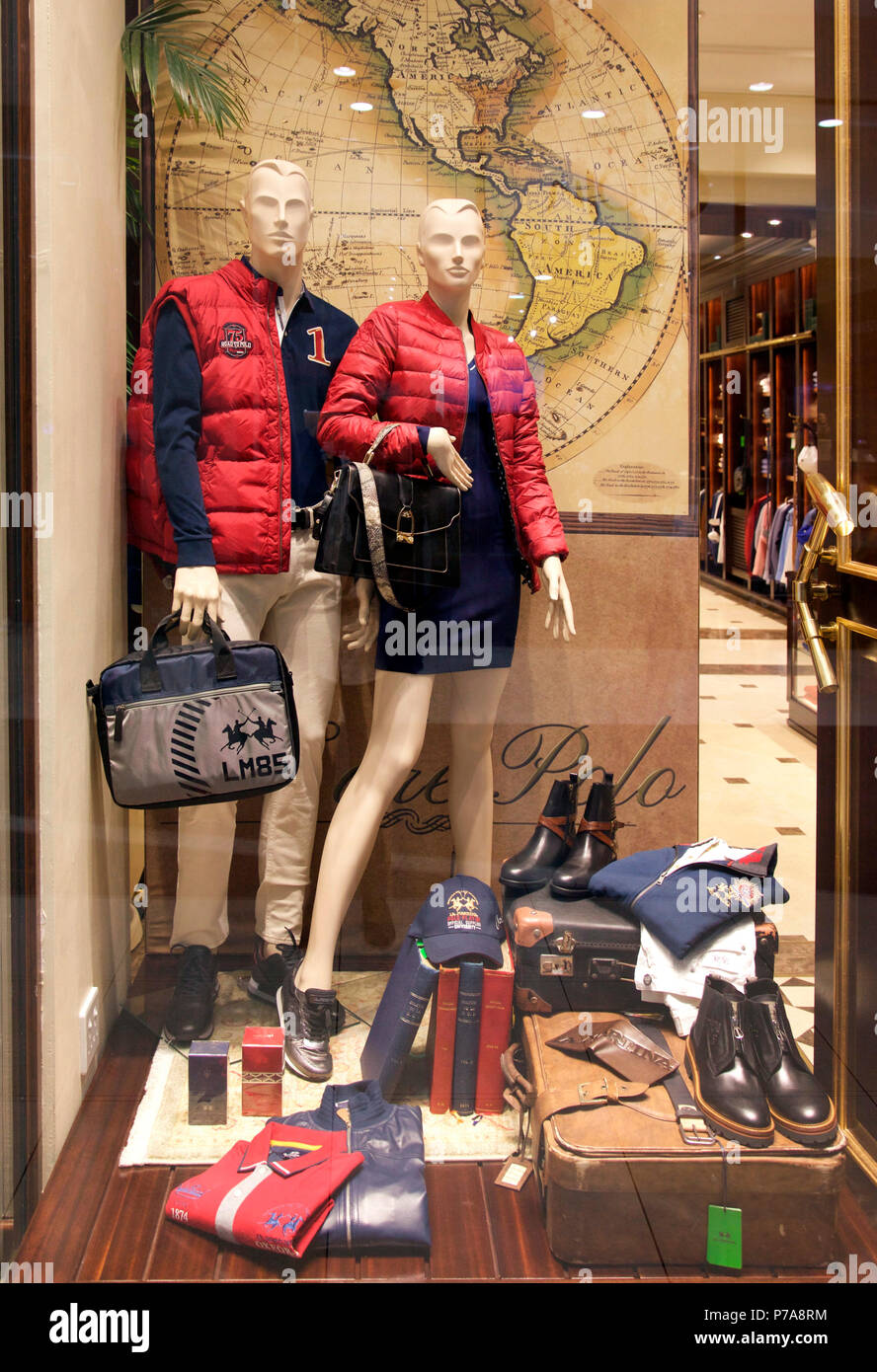Store window display of fall fashion, Sandton shopping Mall, Johannesburg Stock Photo