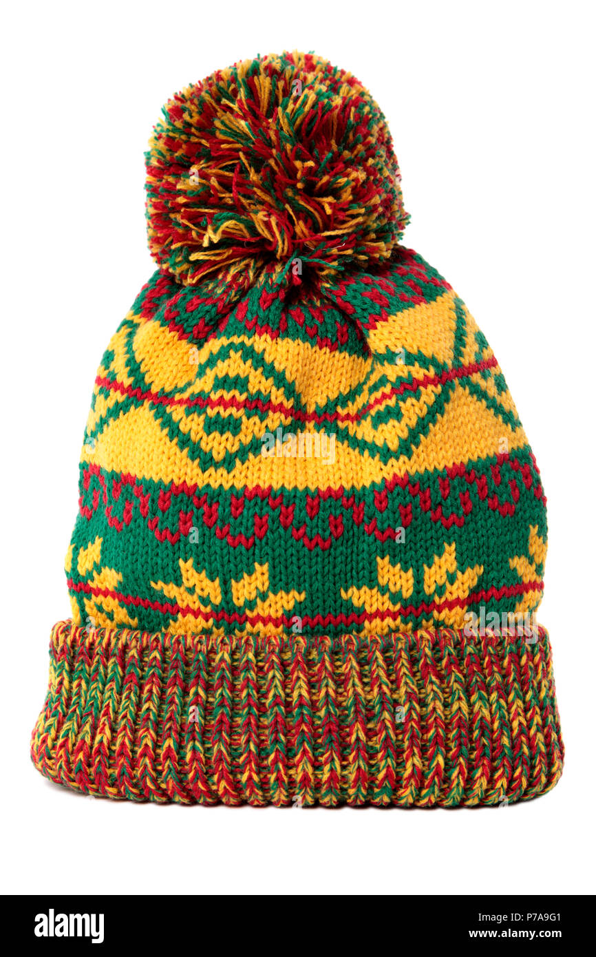 Bobble hat isolated against a white background. Stock Photo