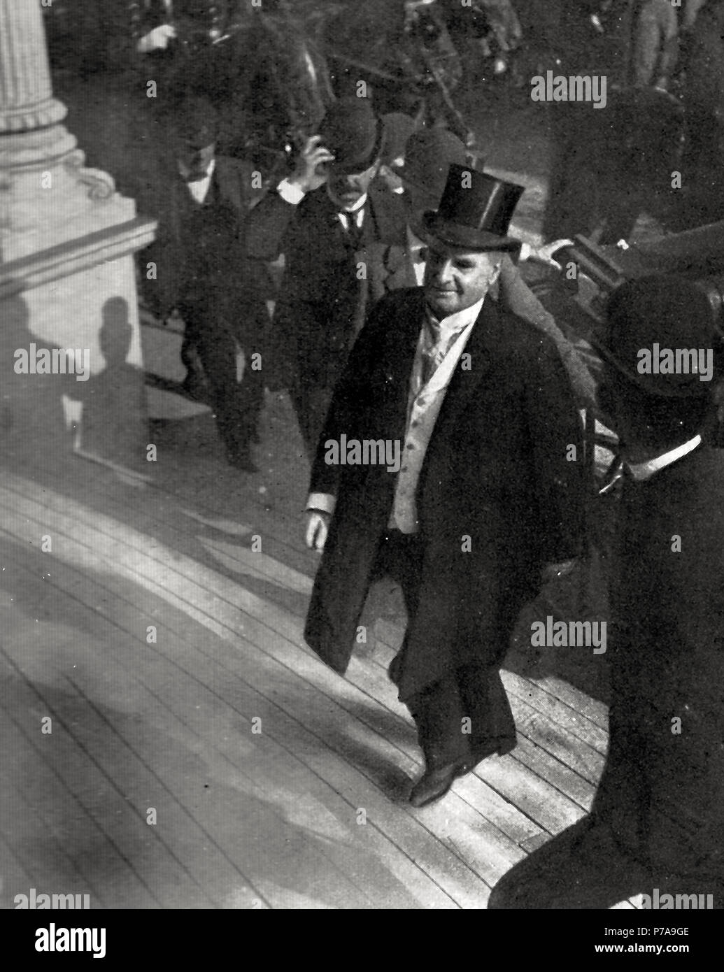 One of the last photographs of the late President McKinley. Taken as he was ascending the steps of the Temple of Music, September 6, 1901. Stock Photo
