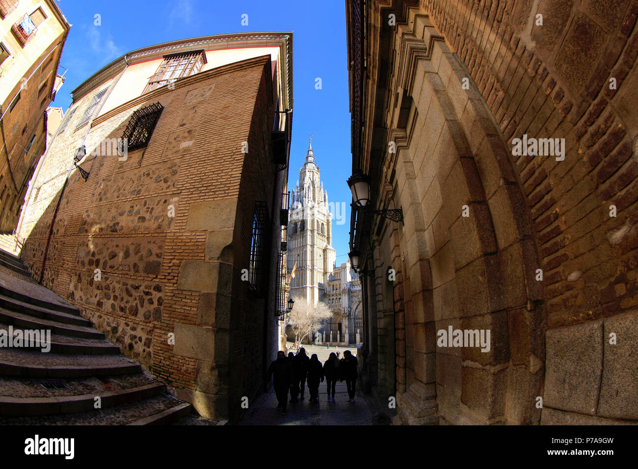 Narrow streets in the historic city of Toledo, Spain, Europe Stock Photo