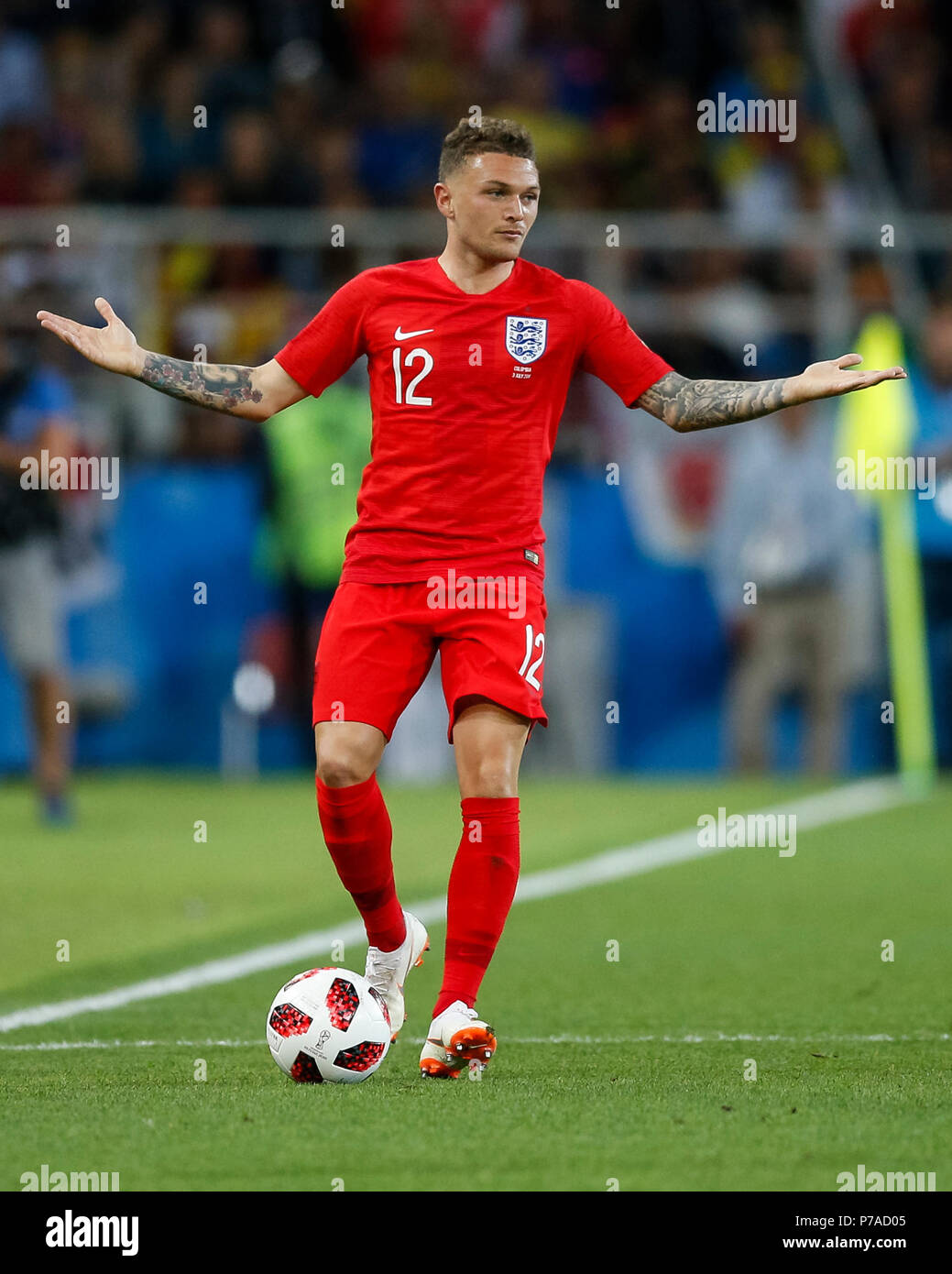 Moscow, Russia. 3rd July, 2018. Kieran Trippier of England during the 2018  FIFA World Cup Round of 16 match between Colombia and England at Spartak  Stadium on July 3rd 2018 in Moscow,