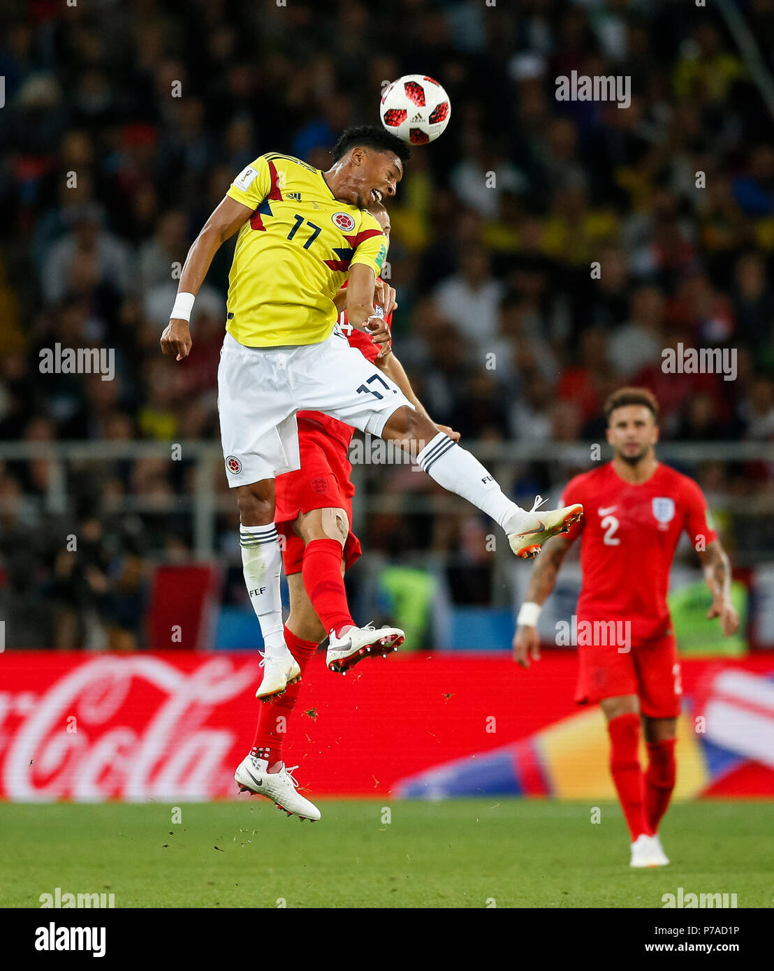 Moscow, Russia. 3rd July, 2018. Johan Mojica of Colombia during the 2018 FIFA World Cup Round of 16 match between Colombia and England at Spartak Stadium on July 3rd 2018 in Moscow, Russia. (Photo by Daniel Chesterton/phcimages.com) Credit: PHC Images/Alamy Live News Stock Photo