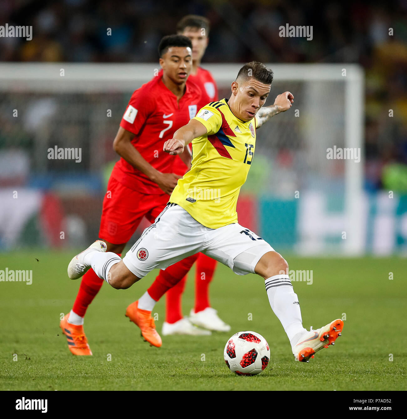 Moscow, Russia. 3rd July, 2018. Mateus Uribe of Colombia during the 2018 FIFA World Cup Round of 16 match between Colombia and England at Spartak Stadium on July 3rd 2018 in Moscow, Russia. (Photo by Daniel Chesterton/phcimages.com) Credit: PHC Images/Alamy Live News Stock Photo