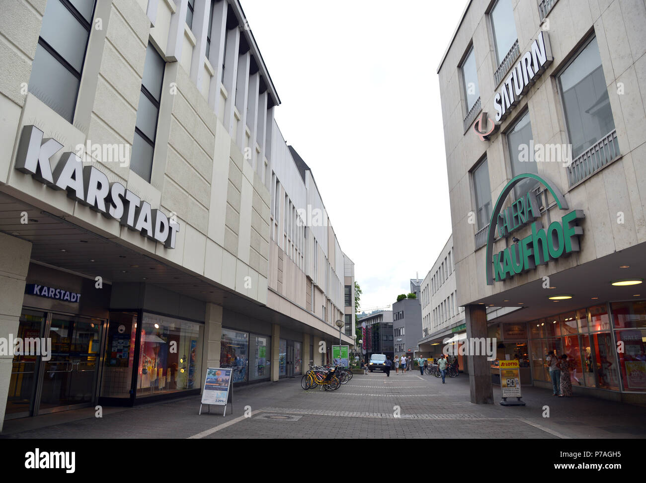 Germany Trier 5th July 18 Stores Of Kaufhof And Karstadt Can Be Seen Next To One Another The Past Week Has Seen The Owners Of The Two Store Chains Debating A Merger