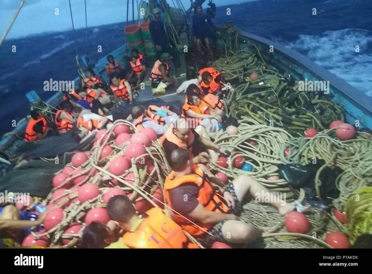 Phuket 6th July 2018 Rescued Tourists Are Seen On A Boat Near The Island Of Phuket Thailand July 5 2018 Until 8 30 P M Local Time 1330 Gmt Thursday The Majority Of 133