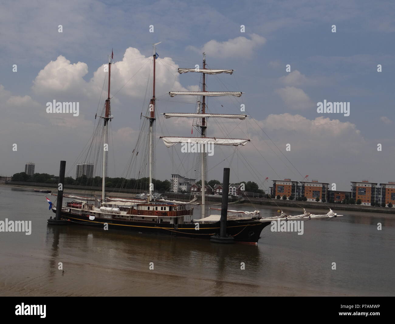 Greenwich, London, UK. 5th July, 2018. Tall ships Festival kicks off in Greenwich, London Credit: Nastia M/Alamy Live News Stock Photo