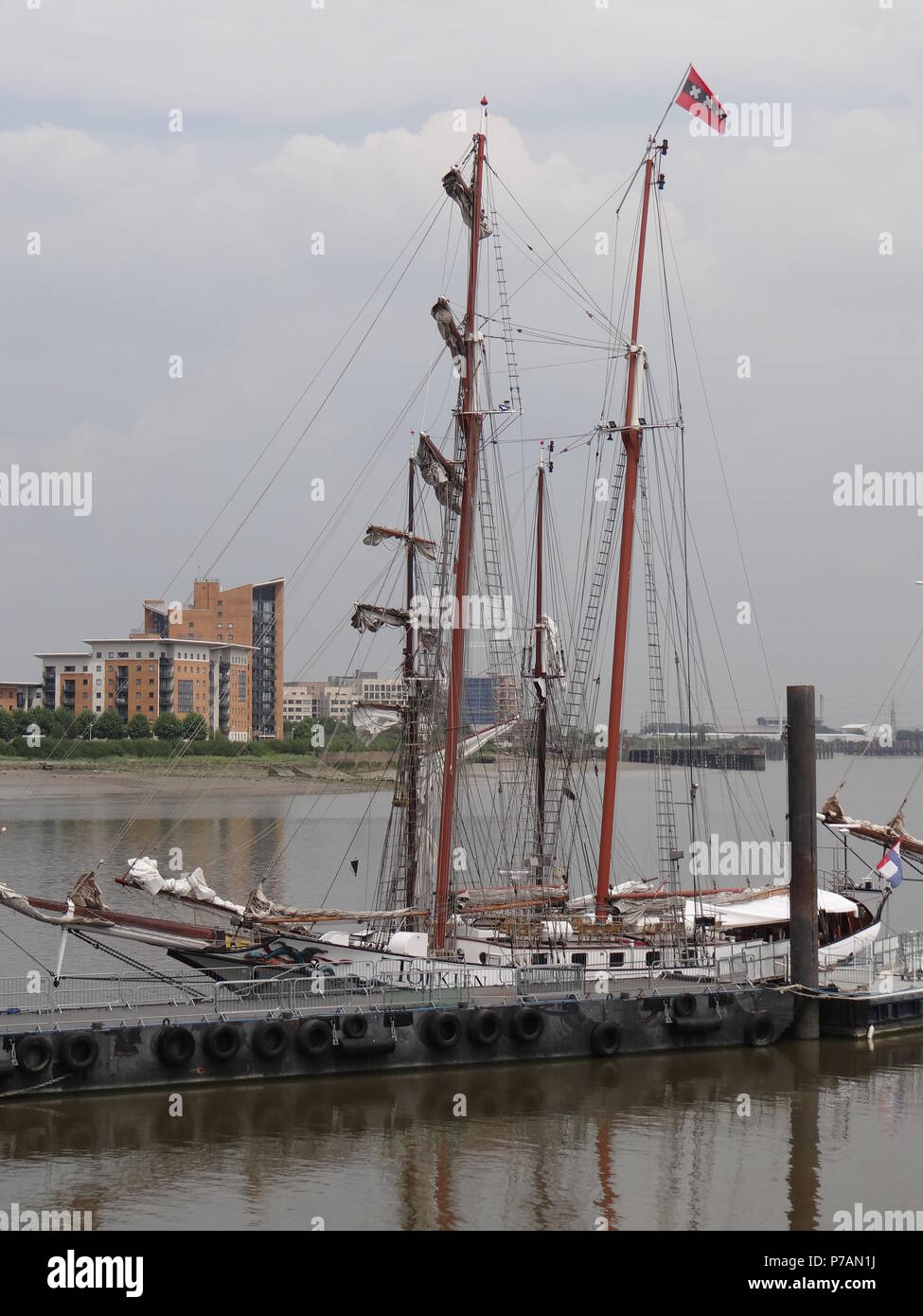 Greenwich, London, UK. 5th July, 2018. Tall ships Festival kicks off in Greenwich, London Credit: Nastia M/Alamy Live News Stock Photo