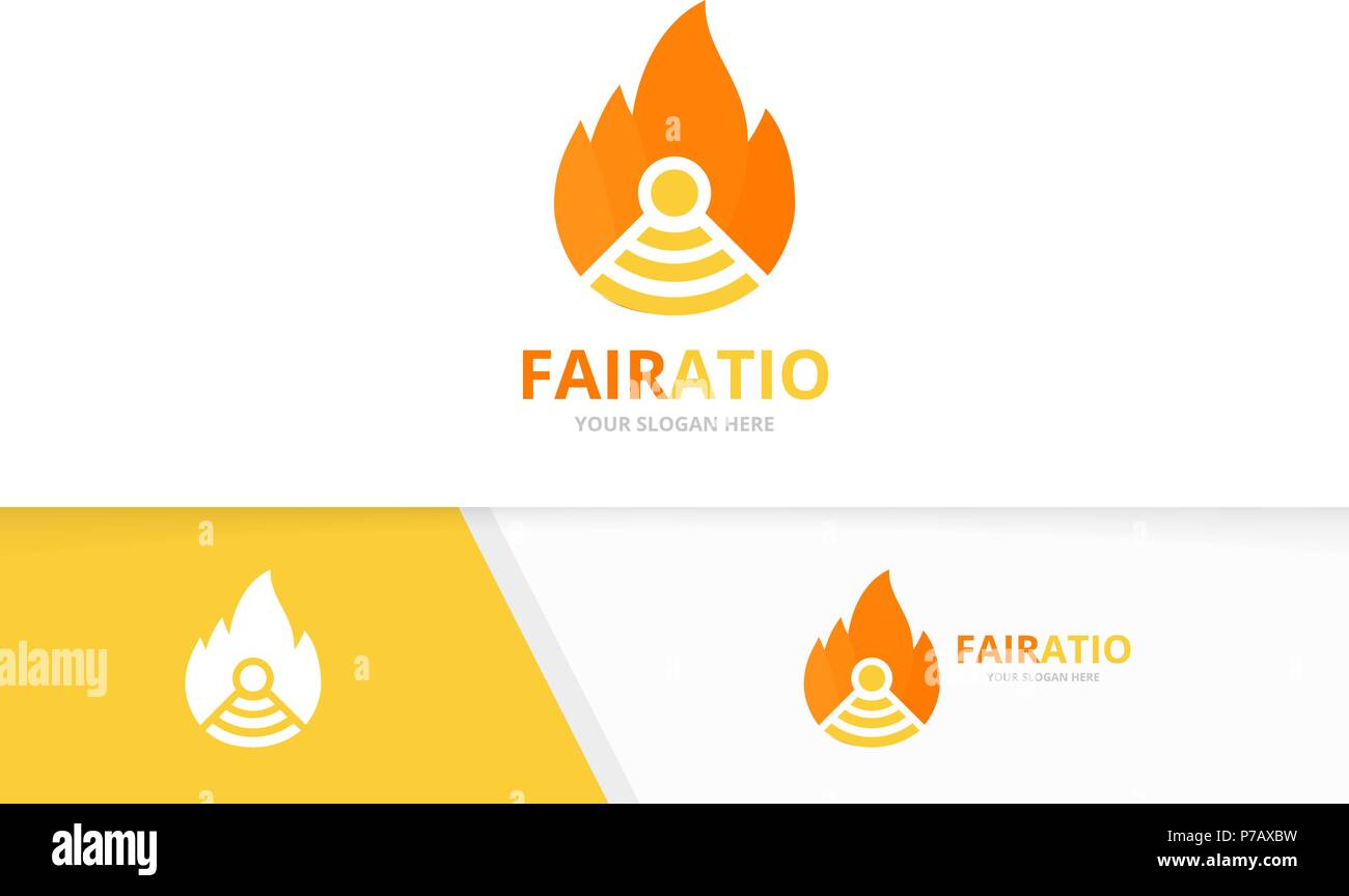 Vector fire and wifi logo combination. Flame and signal symbol or icon ...