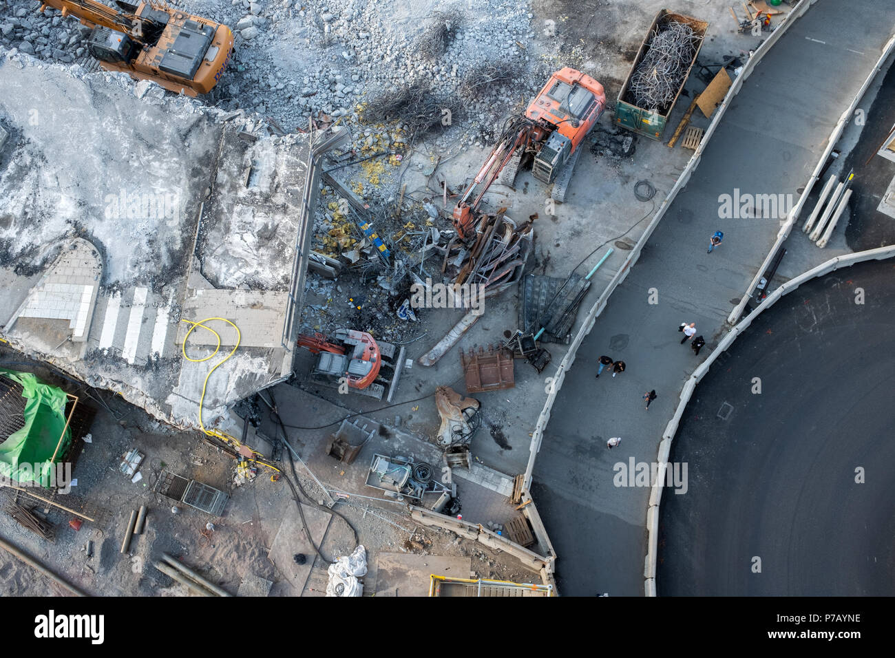 Aerial of construction on Stockholm Waterfront, Sodermalm, Stockholm, Sweden Stock Photo