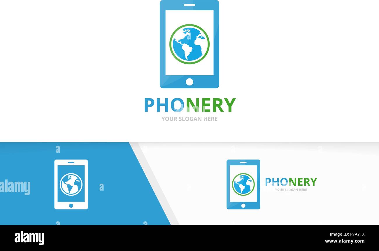 Vector World And Phone Logo Combination Earth And Mobile Symbol