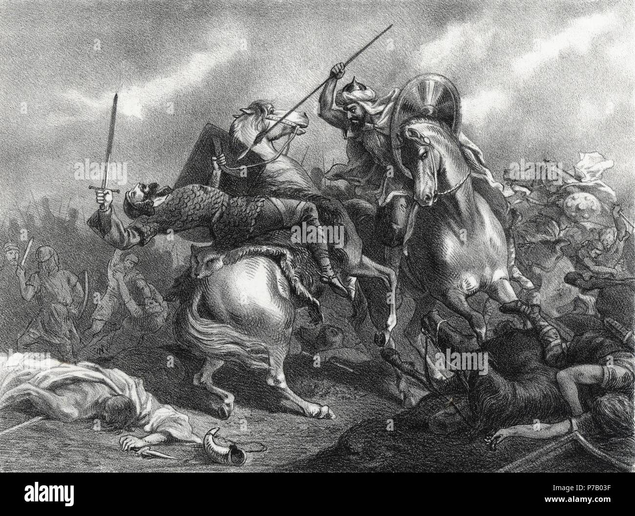 Historia. Muerte del rey Don Rodrigo (?-711) en la batalla de Guadalete ...