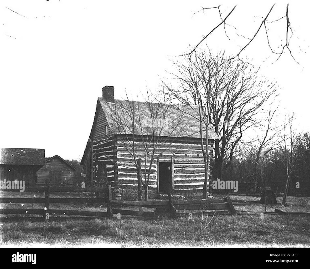 English Old Log Cabin With Shingle Roof Probably Washington