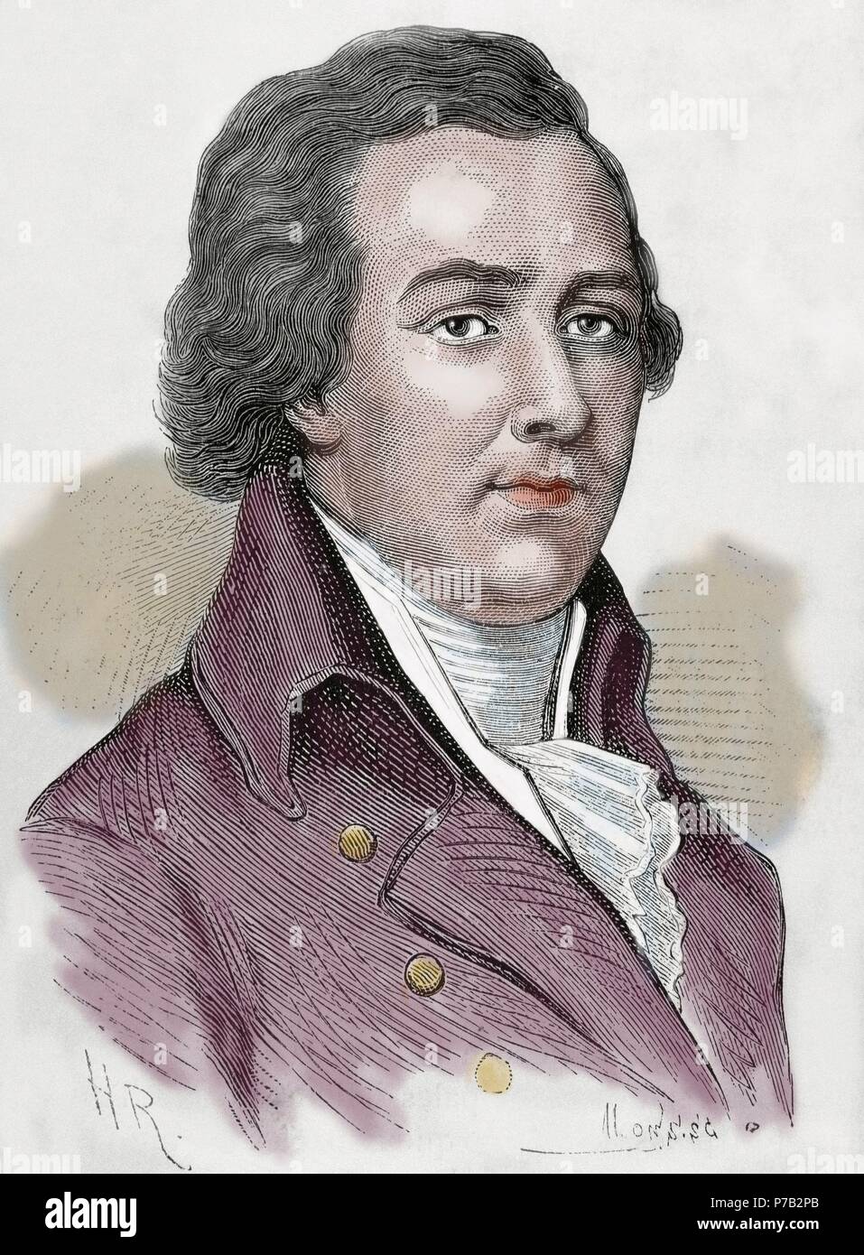 William Pitt, 1st Earl of Chatham (1708-1778). British statesman of the Whig group. Engraving. Portrait. Colored. Stock Photo