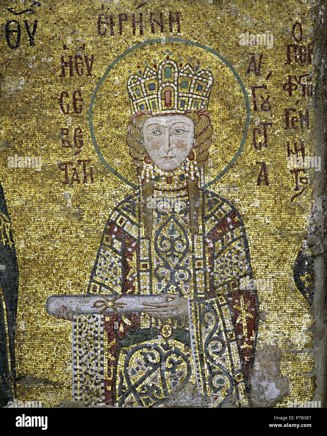 Mosaic of Empress Irene ruled byzantine Empire 1118-43. Haghia Sofia, Istanbul. Stock Photo