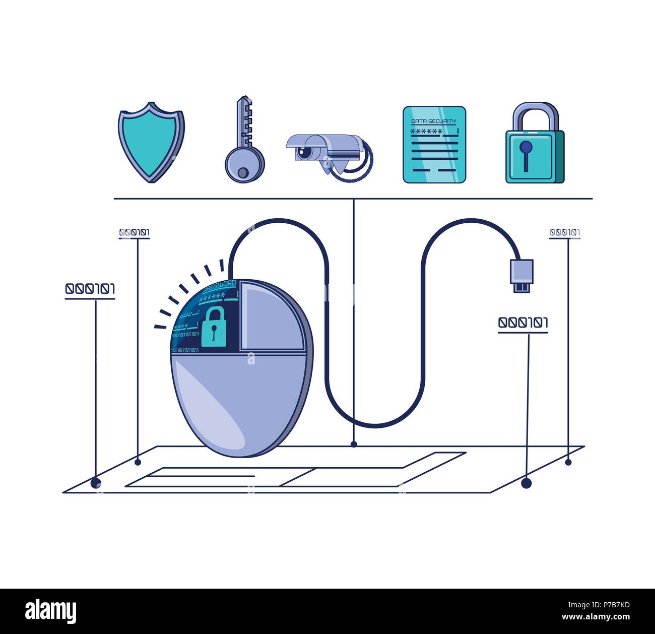 data security technology set icons vector illustration design Stock ...