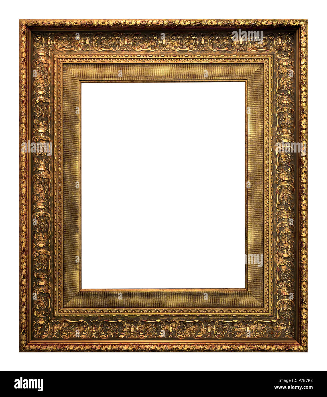 Antique gold and brown frame isolated on the white background vintage ...