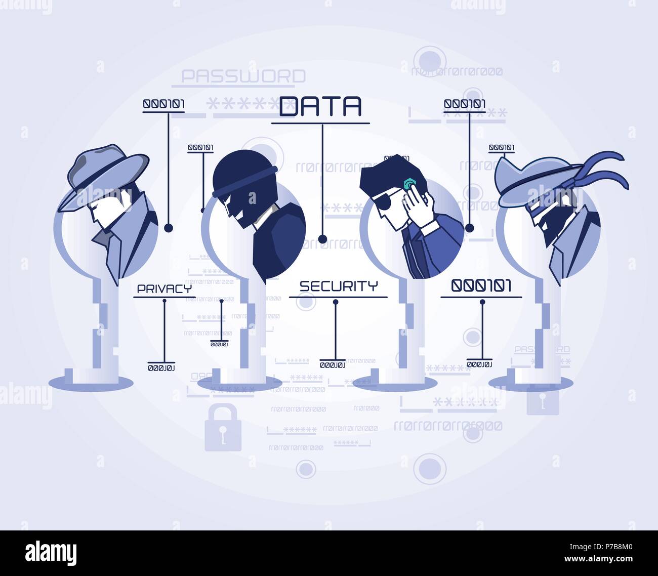 data security technology set icons vector illustration design Stock ...