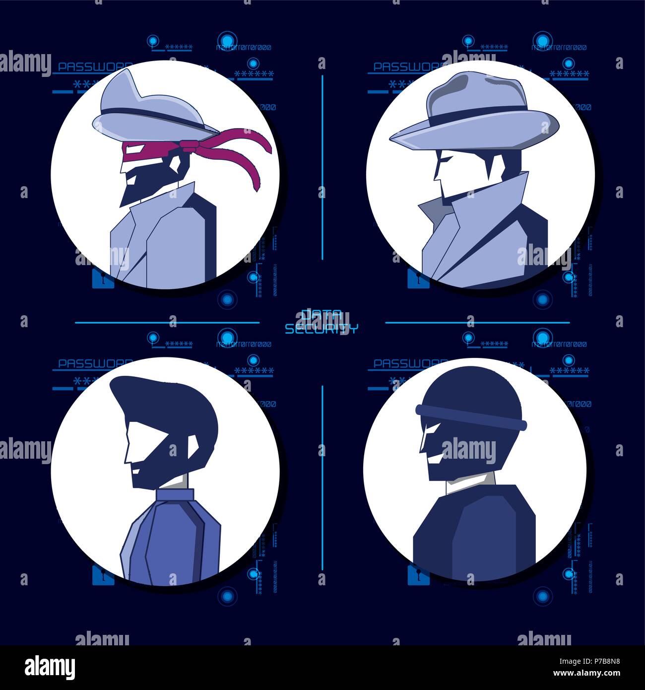 data security technology set icons vector illustration design Stock ...