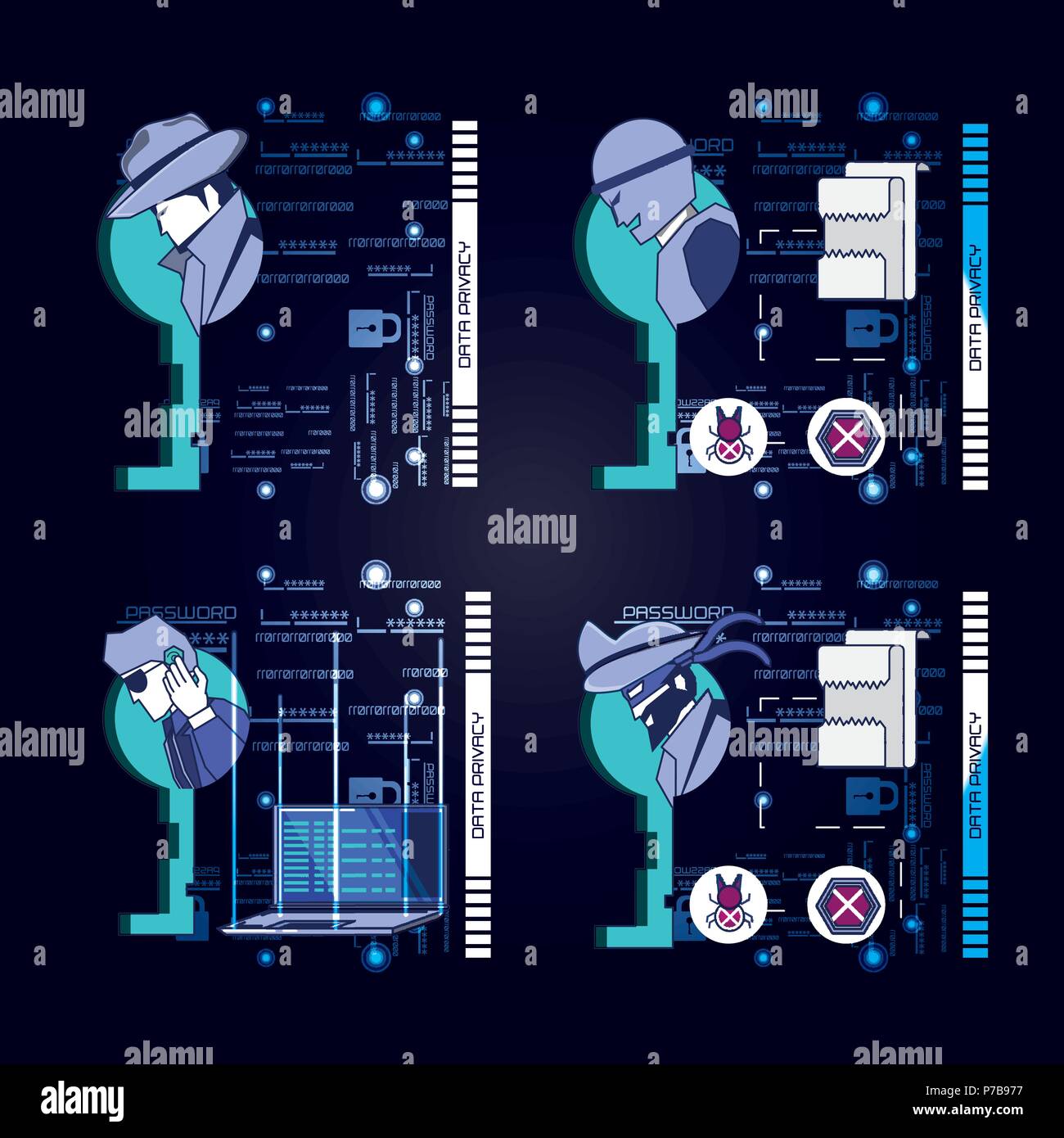data security technology set icons vector illustration design Stock ...