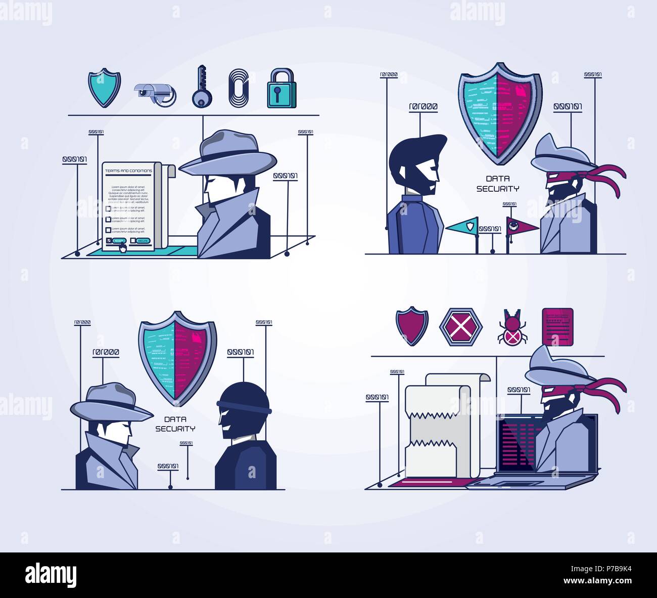 data security technology set icons vector illustration design Stock ...