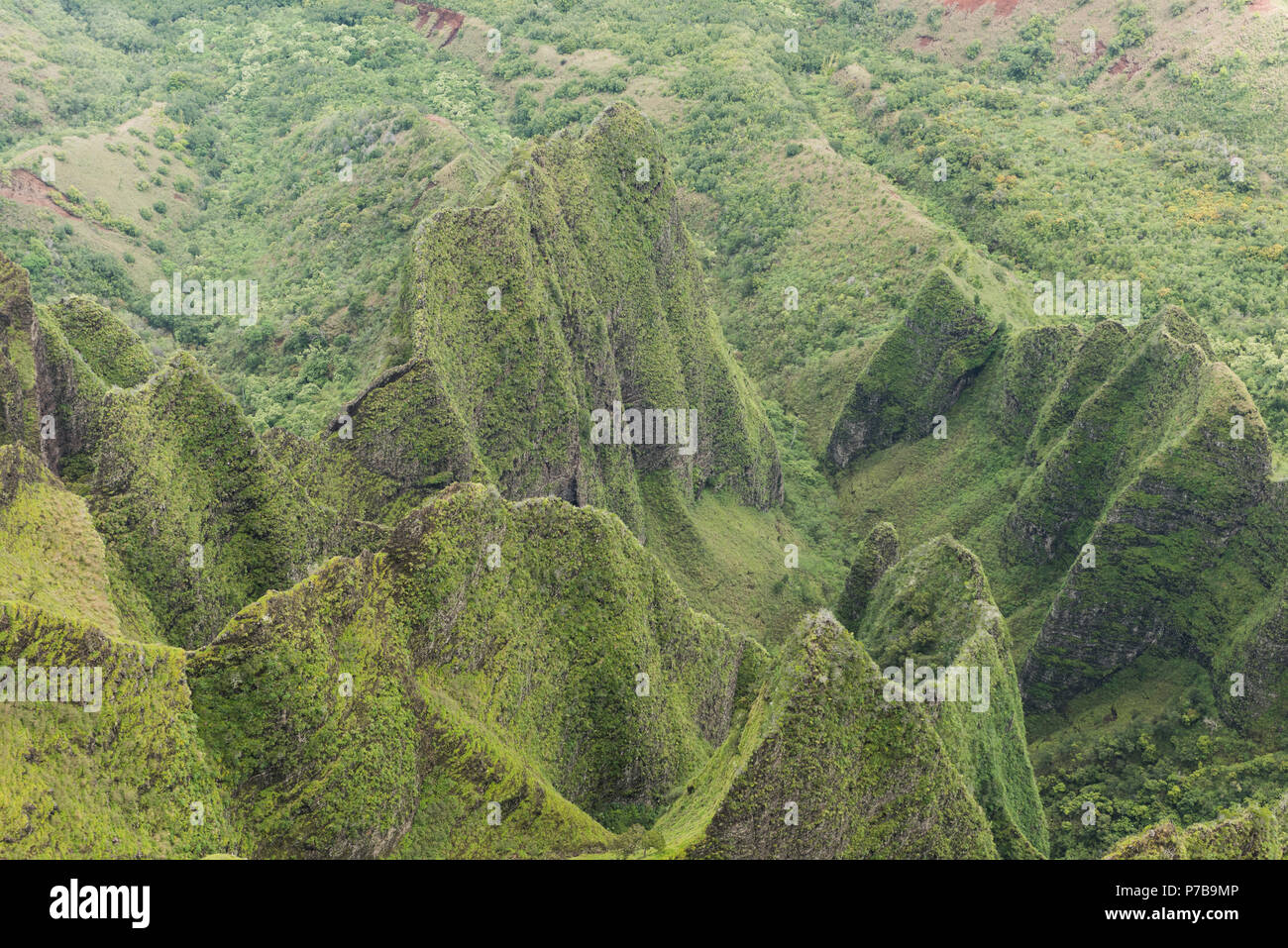Lush mountain ranges in Na Pali Coast State Park Stock Photo