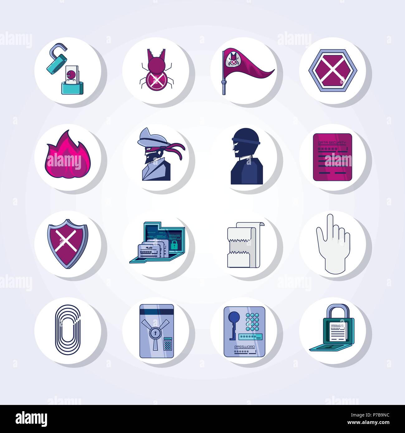 data security technology set icons vector illustration design Stock ...