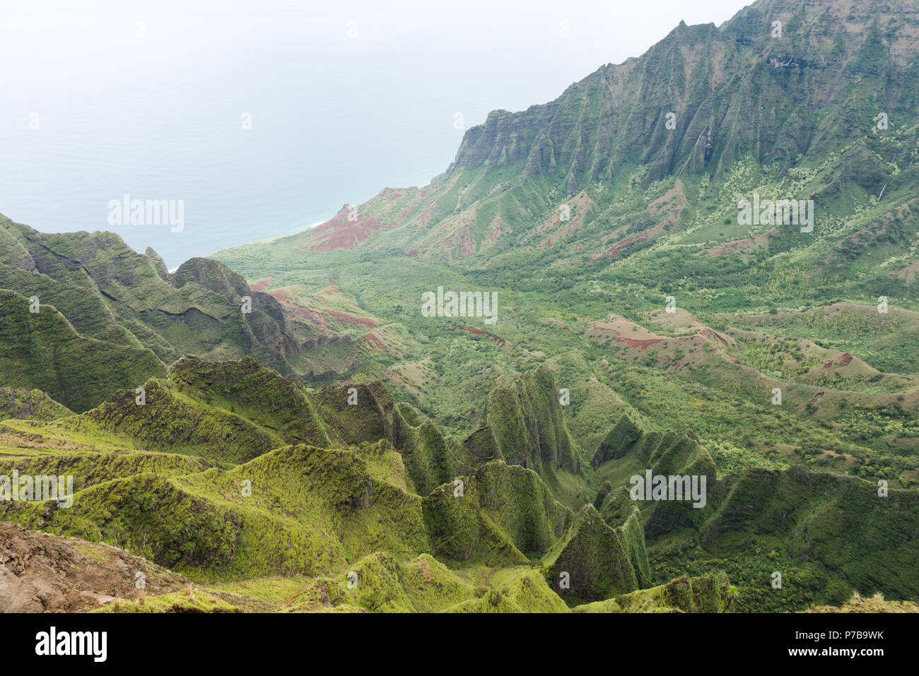 Mountain ranges in Na Pali Coast State Park Stock Photo