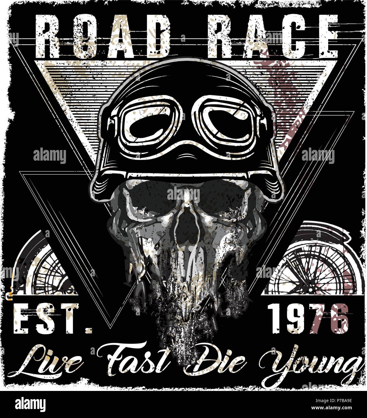 Download Skull Vintage Motorcycle Logo Emblem T shirt Design Stock ...