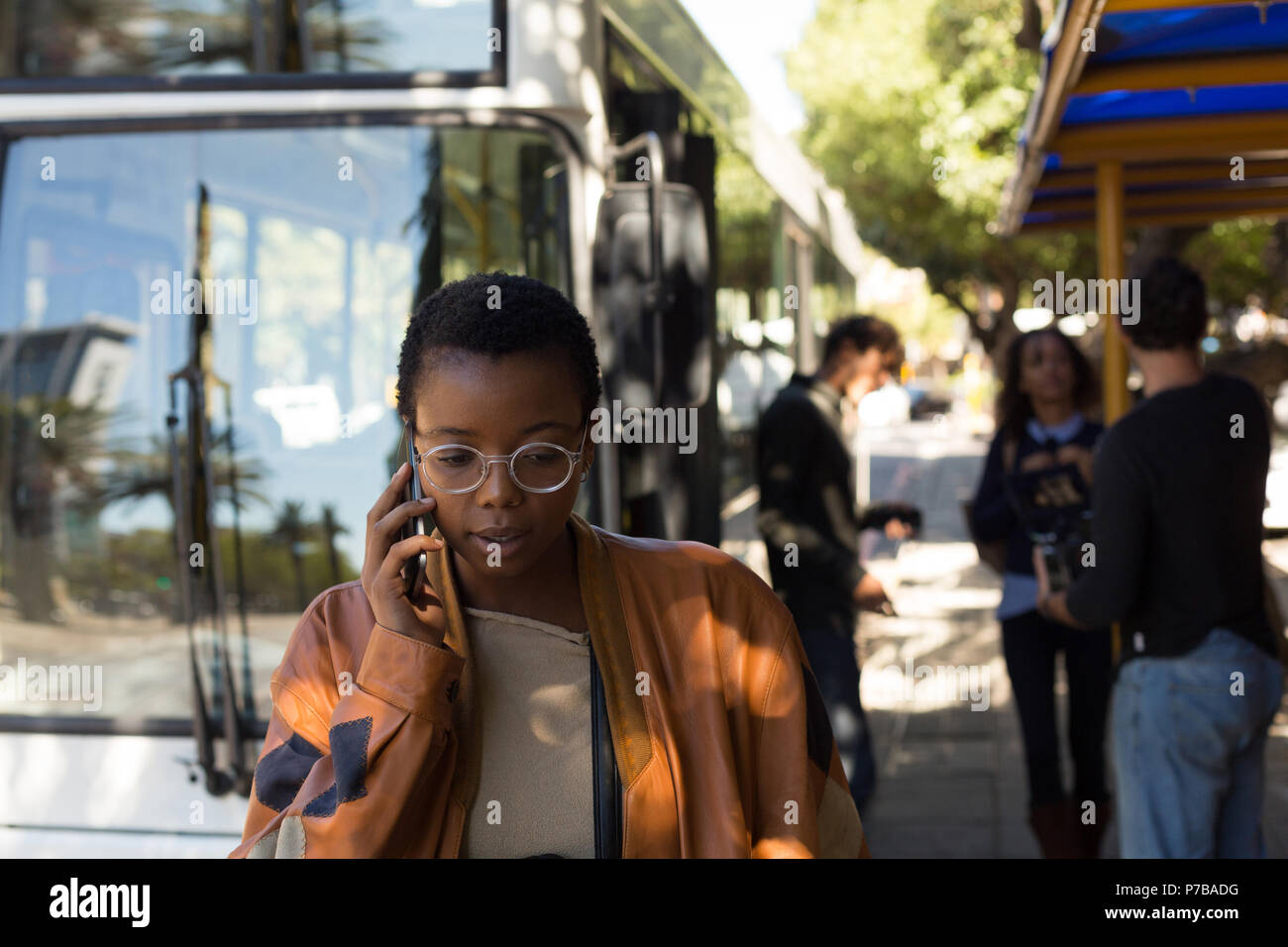 Woman talking on mobile phone Stock Photo